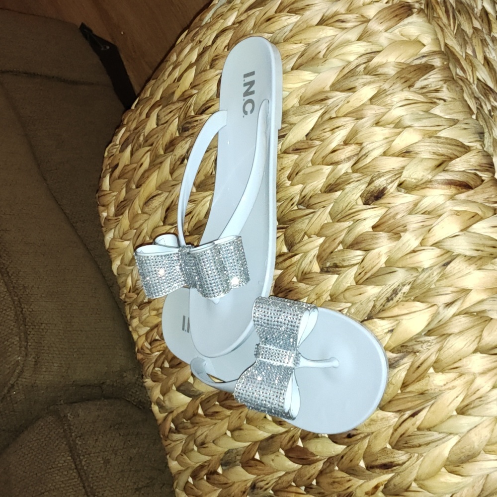 INC jelly flip flops